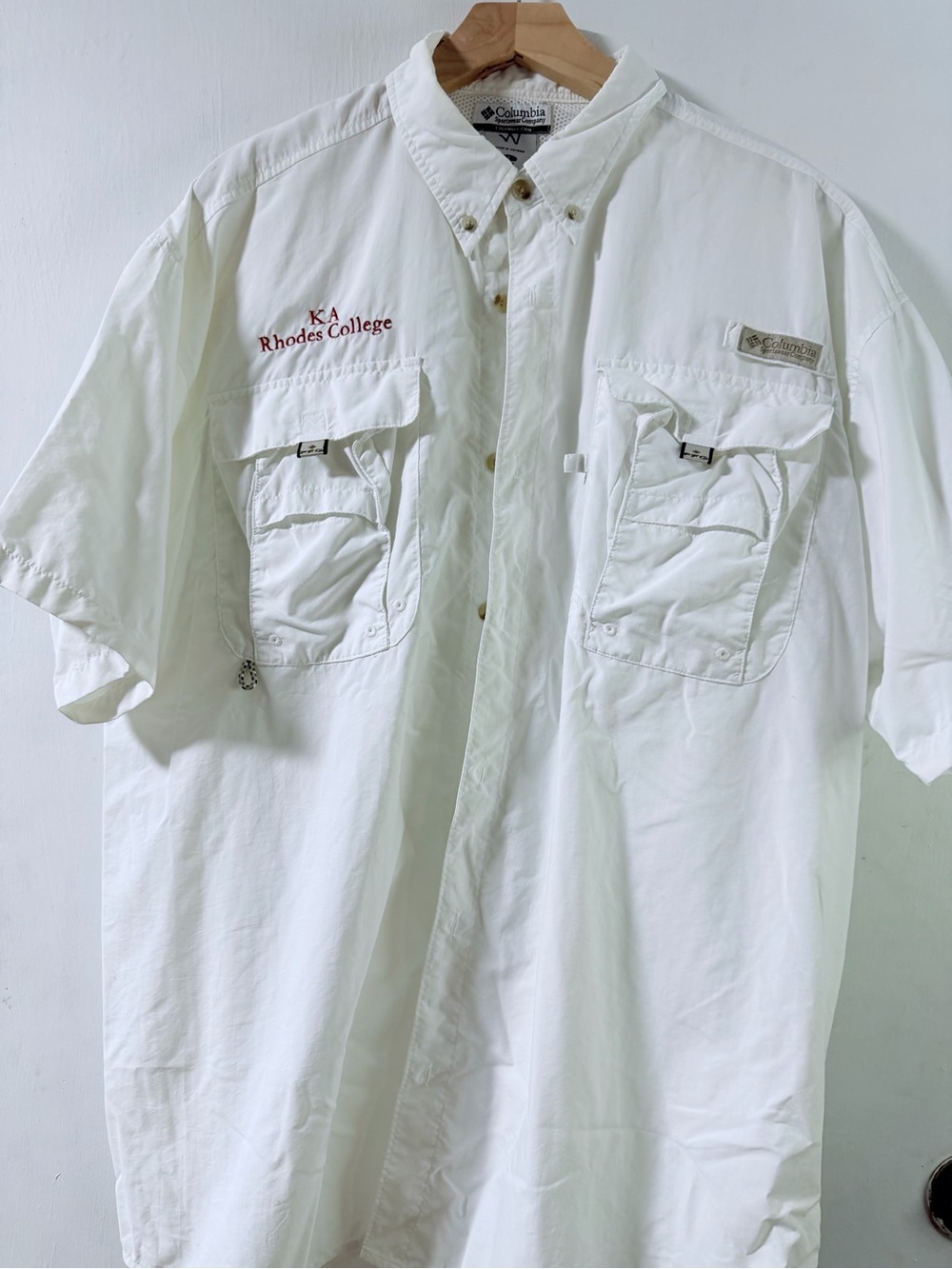 Columbia High Performance White Short Sleeve Button-Up Shirt